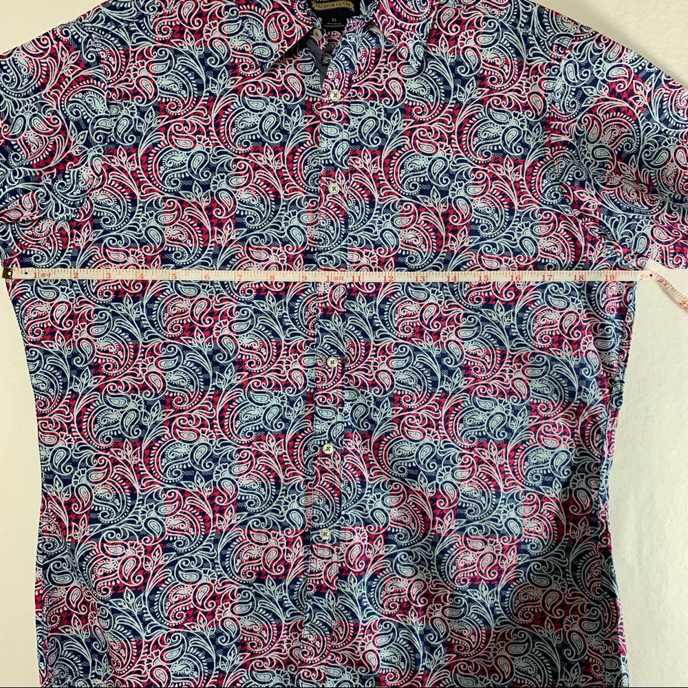 Cremieux Premium Denim Jeans Check Plaid Paisley ShortSleeve Woven Shirt Mens XL - Picture 10 of 10